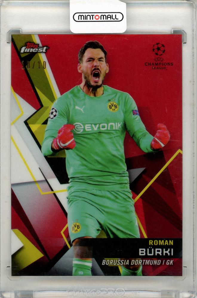 2018-19 Topps Finest UEFA Champions League Roman Burki trading card serial numbered 10 of 10