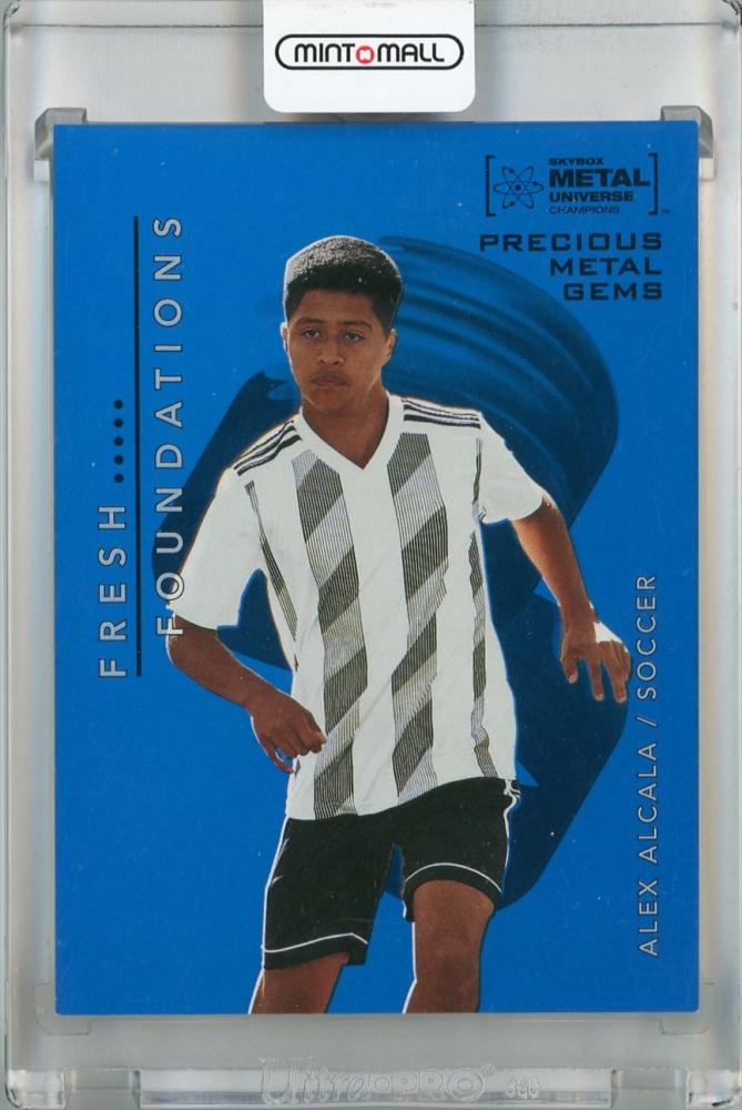 2022 Skybox Metal Universe Champions Alex Alcala Fresh Foundations #FF13 soccer trading card with scratches