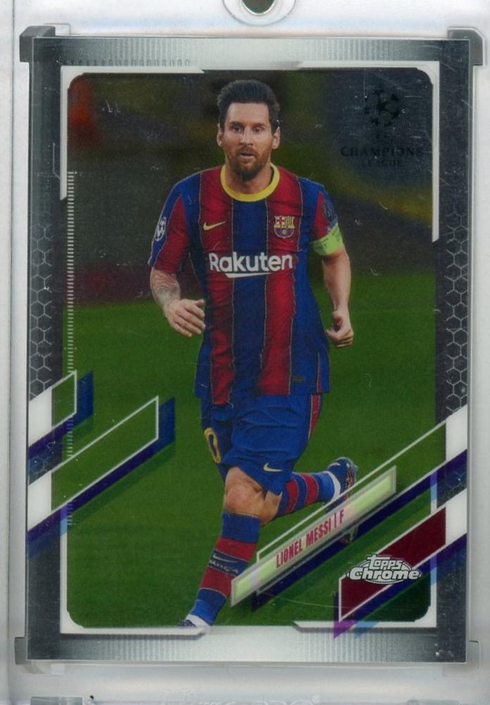 2020-21 Topps Chrome UEFA Champions League FC Barcelona Lionel Messi Base trading card