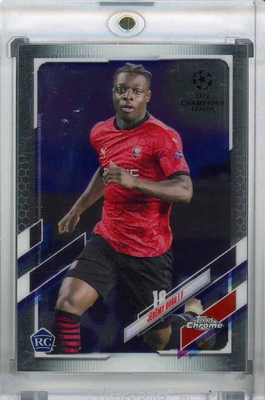 2020-21 Topps Chrome UEFA Champions League Jeremy Doku Stade Rennais FC base trading card
