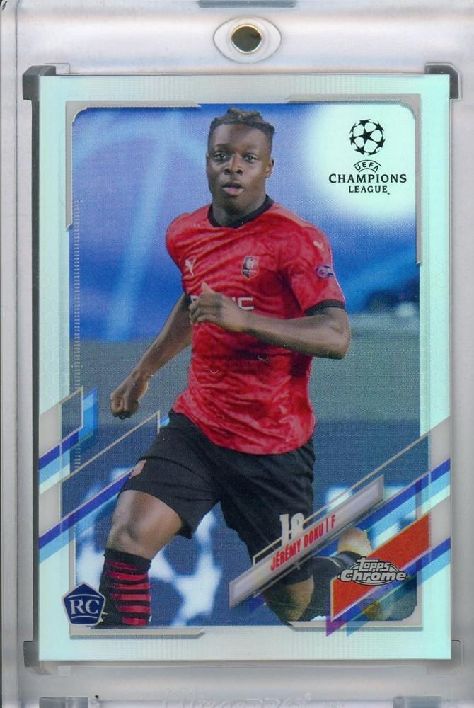 2020-21 Topps Chrome UEFA Champions League Stade Rennais FC Jeremy Doku Base Refractor parallel card