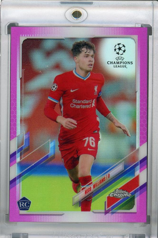 2020-21 Topps Chrome UEFA Champions League Liverpool FC Neco Williams Pink Parallel card number 012 of 175