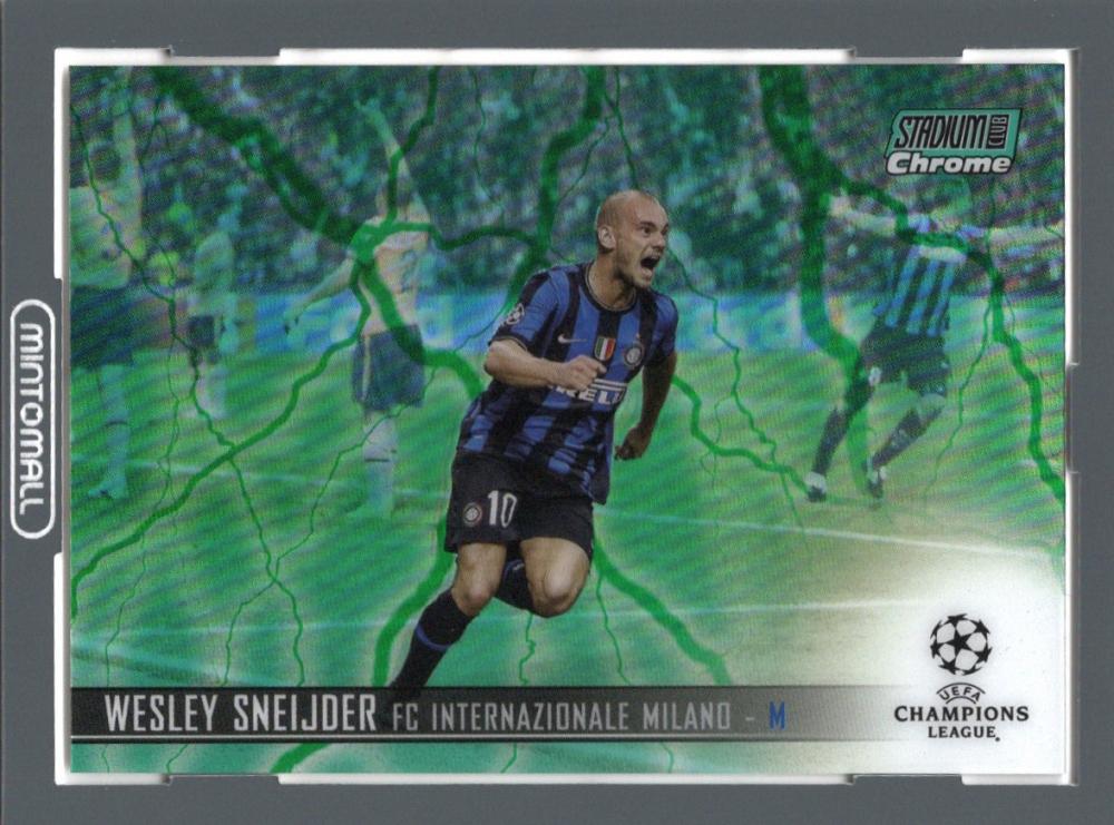 2020-21 Topps Stadium Club Chrome UEFA Champions League Wesley Sneijder Base Aqua parallel trading card number 096/150