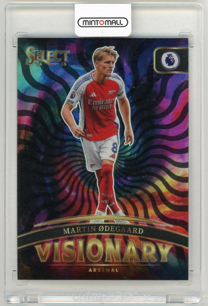 2024-25 Panini Select Premier League Martin Odegaard Visionary #10 Arsenal trading card featuring Arsenal logo