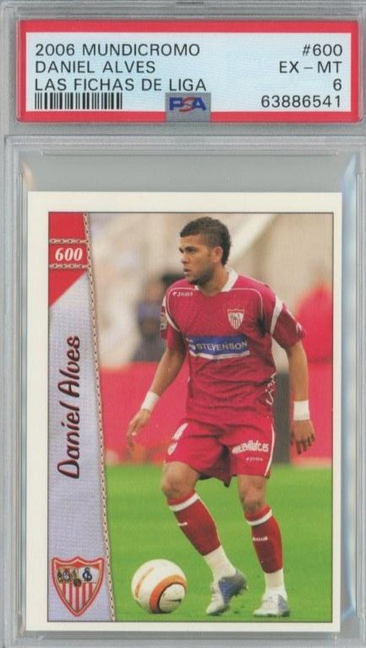 2006 Mundicromo trading card of Daniel Alves da Silva #600 graded PSA6 representing Sevilla F.C