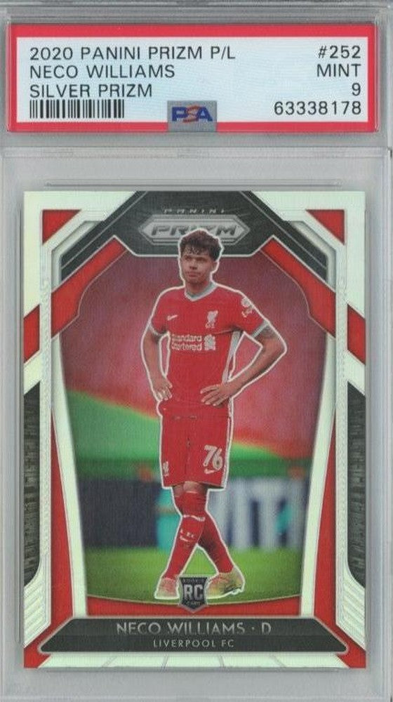 2020 Panini Prizm Premier League Neco Williams Rookie Card Silver Prizm graded PSA9 featuring Liverpool FC