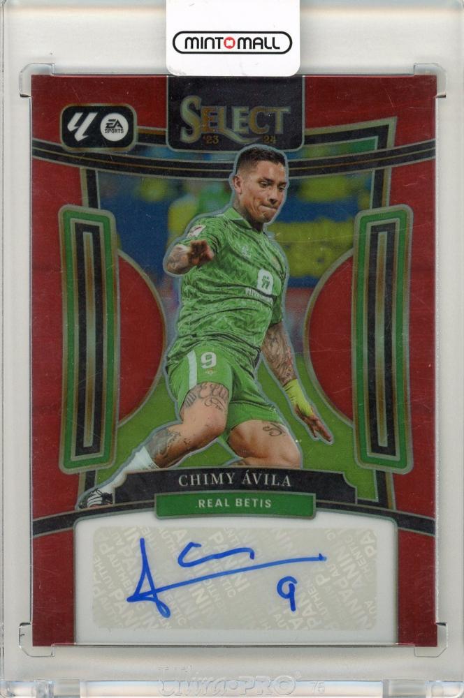 2023-24 Panini Select La Liga Soccer card of Chimy Avila Signatures Red for Real Betis