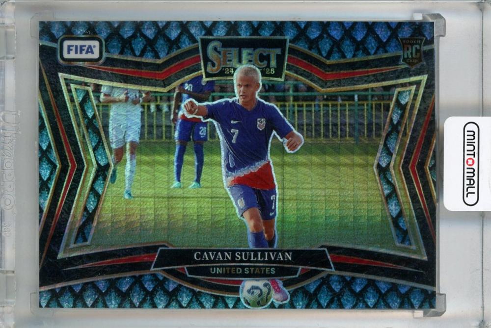 2024-25 Panini Select FIFA trading card of Cavan Sullivan Jade Dragon Scale numbered RC26/28 United States Men
