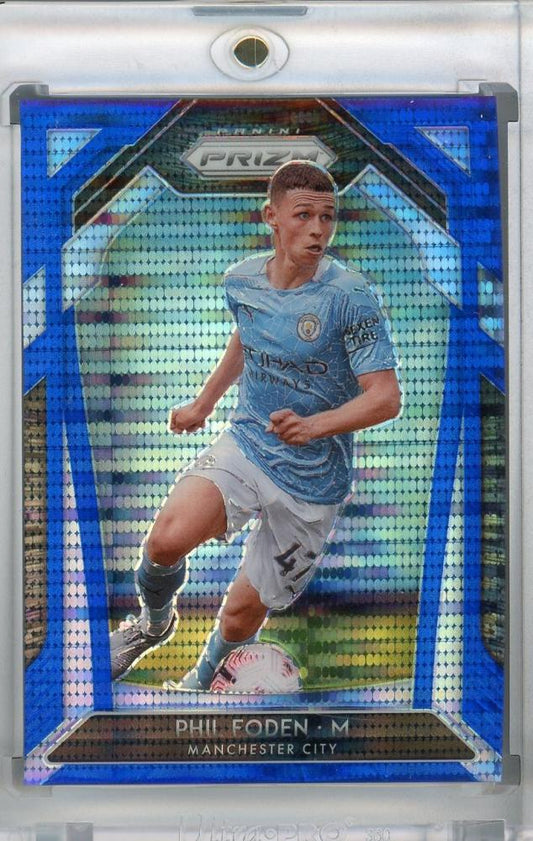 2020-21 Panini Prizm Premier League Breakaway Manchester City Phil Foden Base Blue Parallel card 094/195