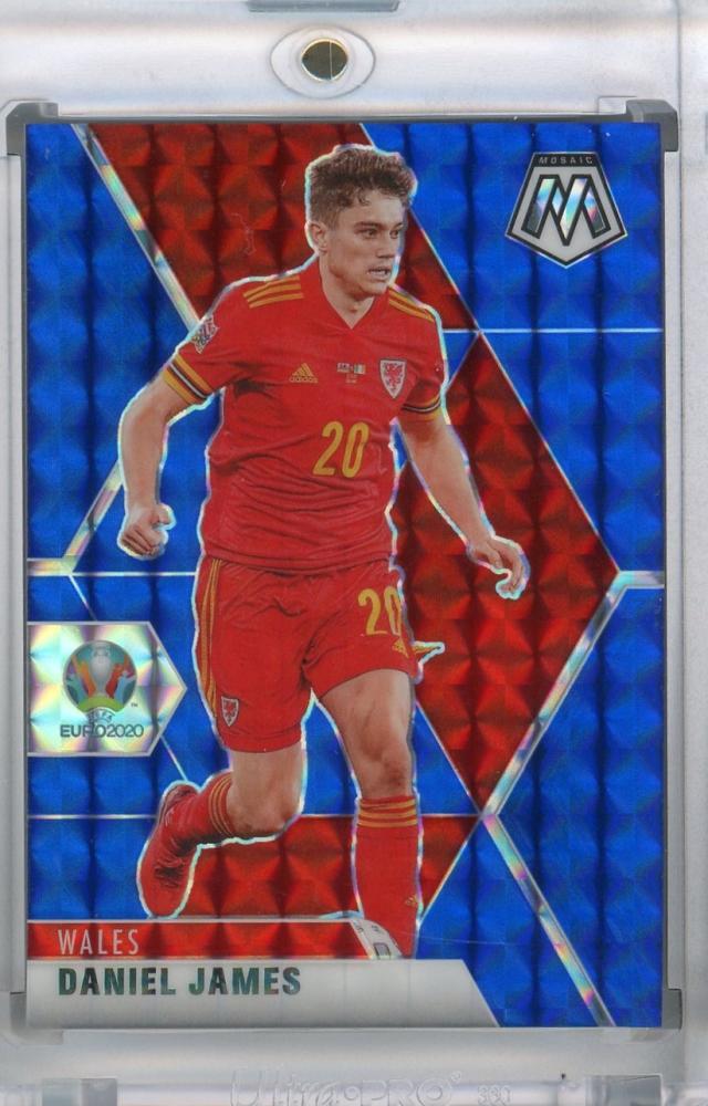 2021 Panini Mosaic UEFA Euro 2020 Wales Daniel James Base Blue parallel card serial 28 out of 99