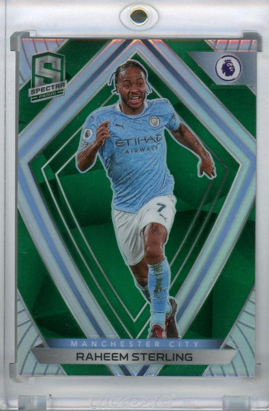 2020-21 Panini Chronicles Manchester City Raheem Sterling Spectra Premier League Green Parallel card 2 of 5