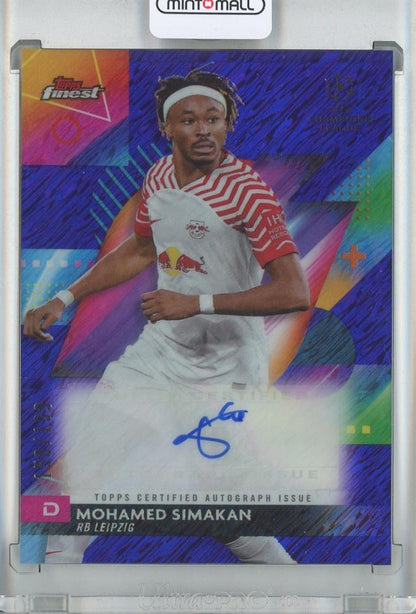 2023-24 Topps Finest UEFA Club Mohamed Simakan Base Autograph Purple Shimmer #{A-MS150} serial 150 of 199 card