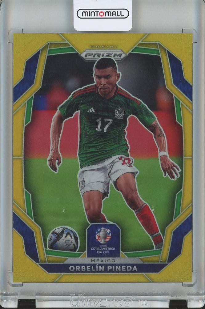 2024 Panini Prizm Copa America Soccer Card Orbelin Pineda Base and Gold Prizm numbered 1339 out of 10 Mexico
