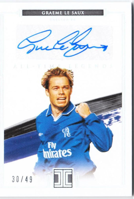 2020-21 PANINI Impeccable Premier League Graeme Le Saux All-Time Legends Silver soccer card numbered 6 of 25