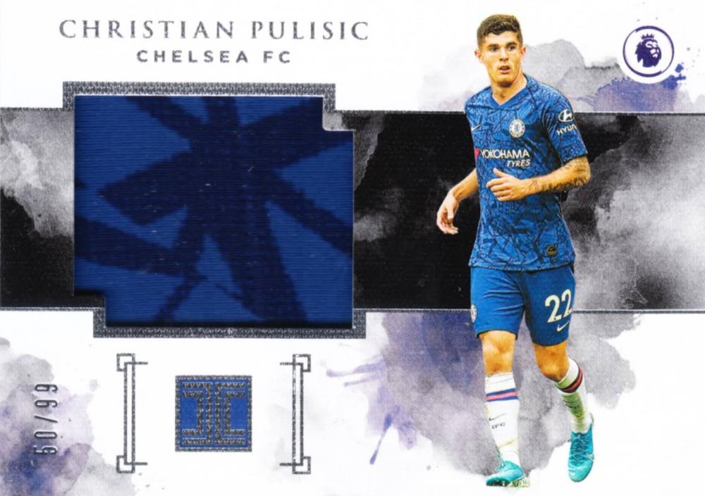 2019-20 PANINI Impeccable Premier League Christian Pulisic Impeccable Material soccer card limited to 50