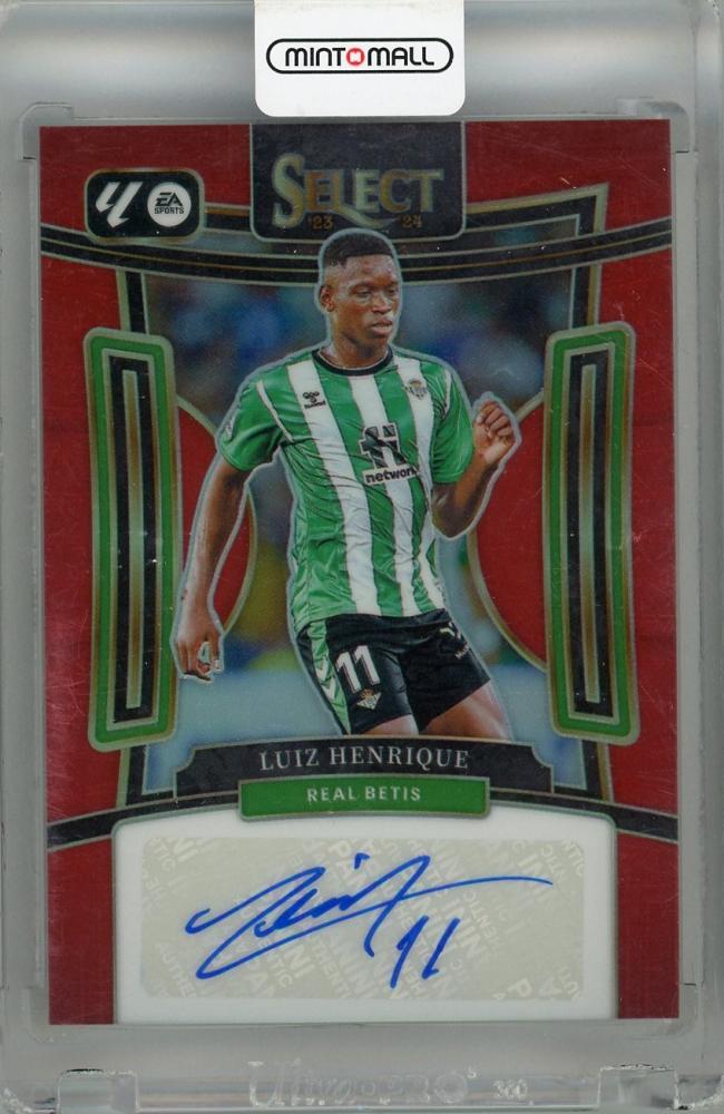 2023-24 Panini Select La Liga autographed Luis Henrique Signatures Red #8 soccer card from Real Betis with surface peel on back