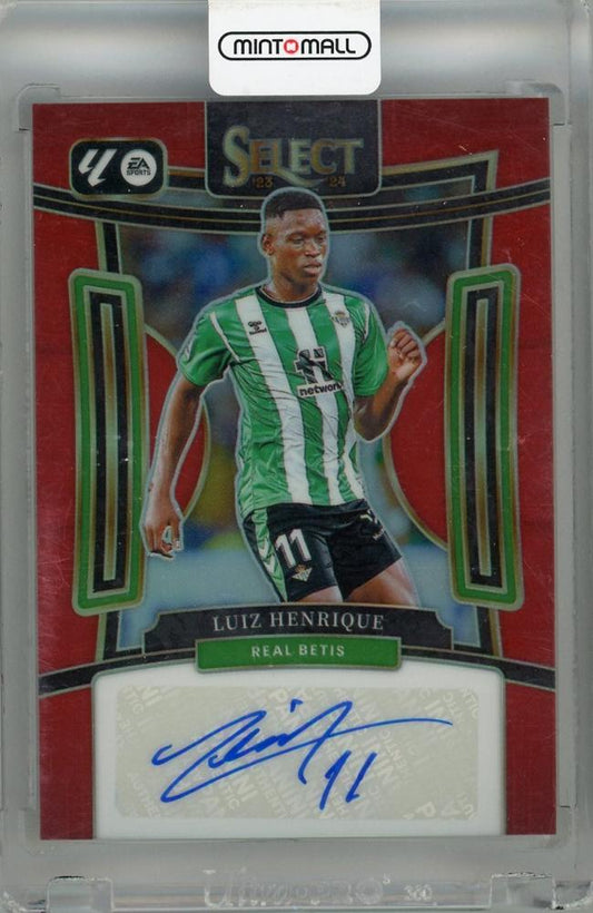 2023-24 Panini Select La Liga autographed Luis Henrique Signatures Red #8 soccer card from Real Betis with surface peel on back