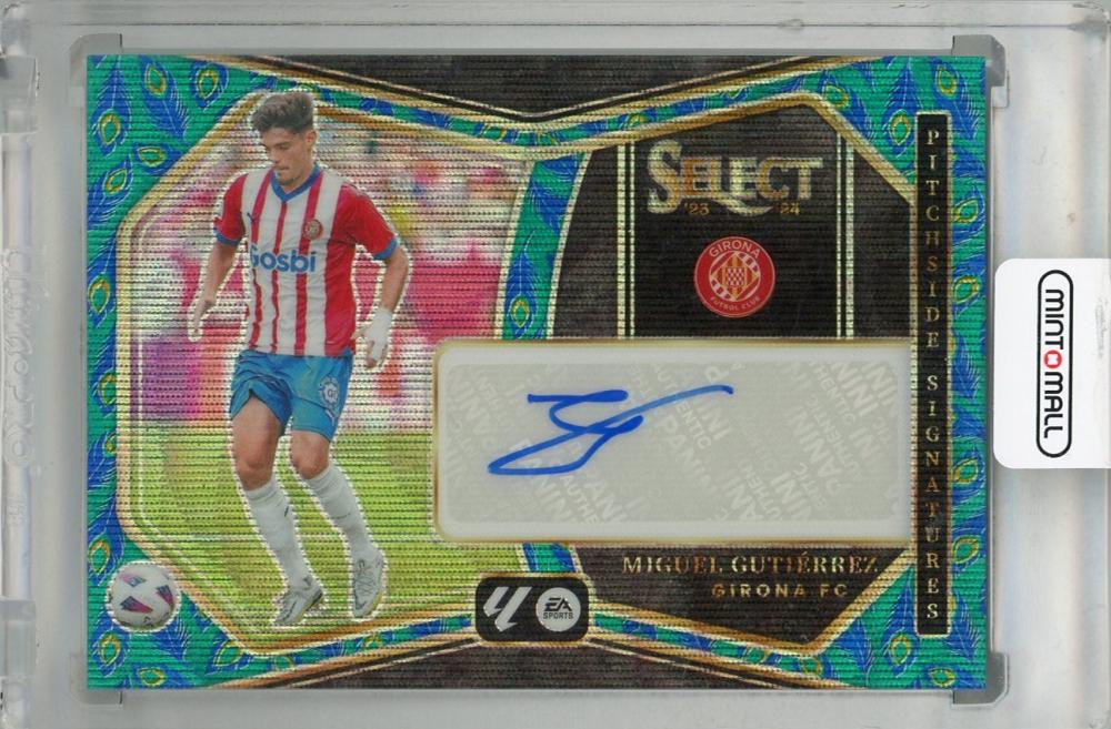 2023-24 Panini Select La Liga Miguel Gutierrez Pitchside Signatures Peacock auto trading card #6 Girona FC