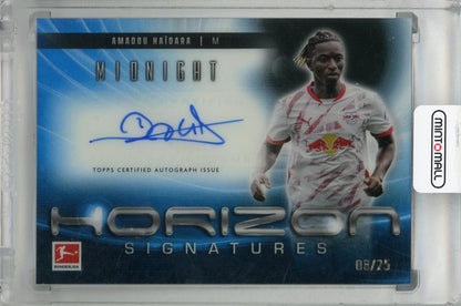 2024-25 Topps Midnight Bundesliga Amadou Haidara Horizon Signatures Moonrise trading card with red jersey number
