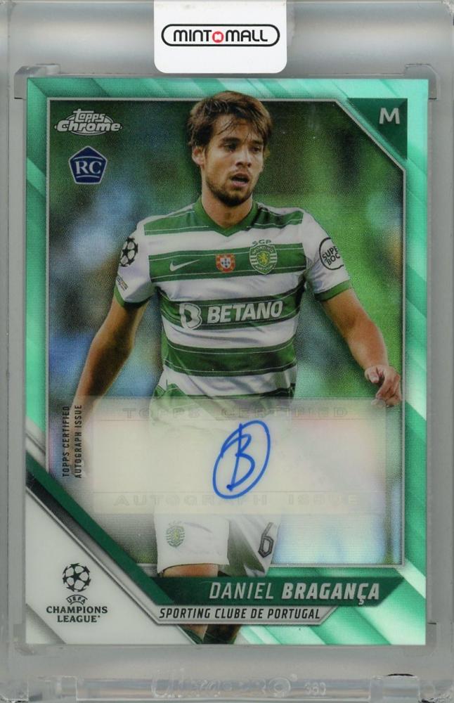 2021-22 Topps Chrome UEFA Champions Daniel Braganca Autographs Aqua Refractors card serial numbered 174 of 199