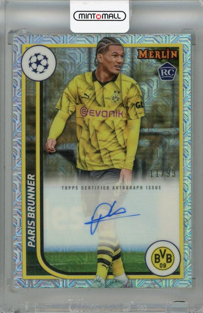 2023-24 Topps Merlin UEFA Club Competitions Paris Brunner Autographs Mojo Refractors trading card #AHPB RC 11 of 99