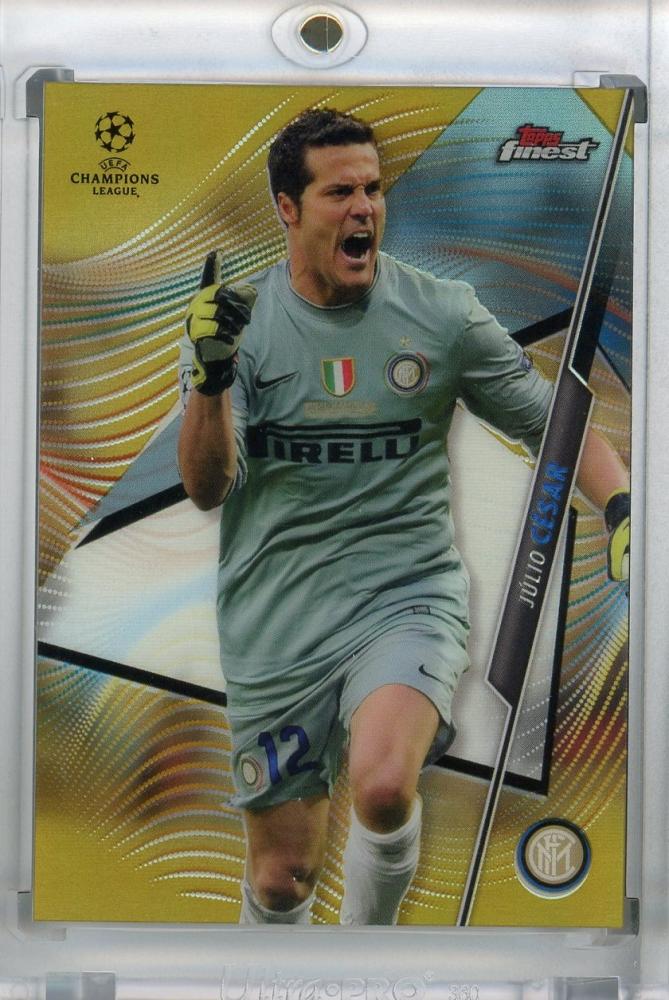 2020-21 Topps Finest UEFA Champions League Julio Cesar FC Internazionale Milano Gold parallel card number 10 of 50