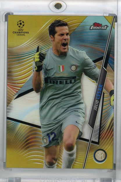 2020-21 Topps Finest UEFA Champions League Julio Cesar FC Internazionale Milano Gold parallel card number 10 of 50