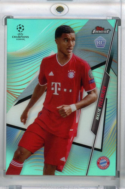 2020-21 Topps Finest UEFA Champions League Malik Tillman FC Bayern Munchen Base Aqua Parallel card 22 of 75