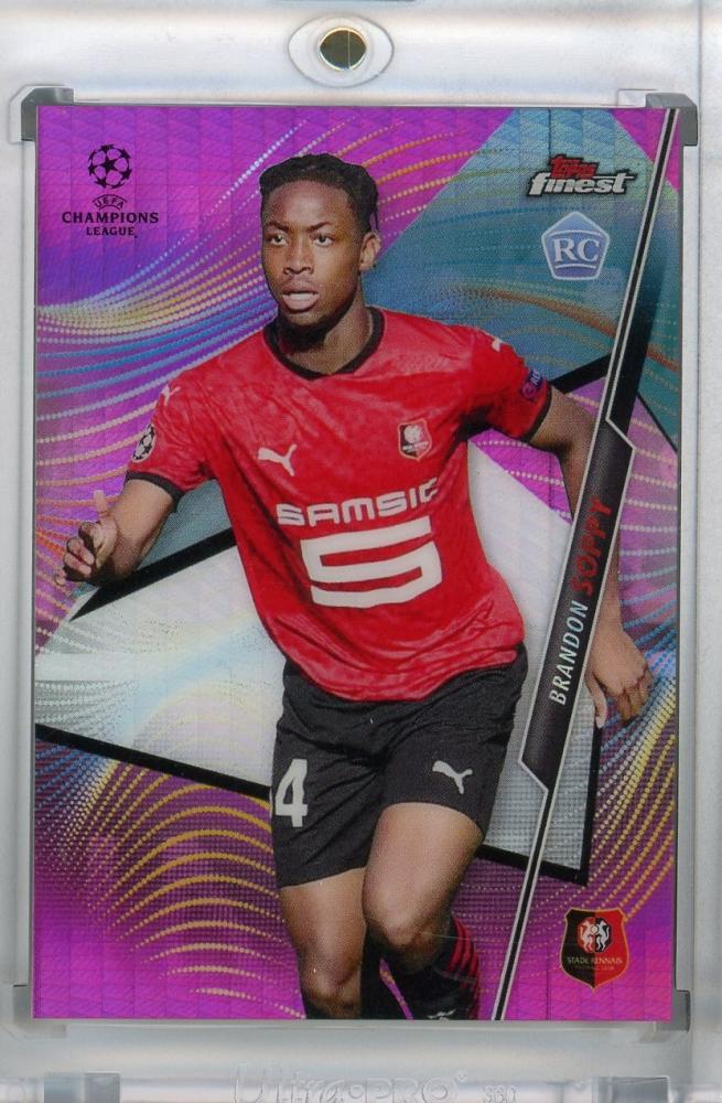 2020-21 Topps Finest UEFA Champions League Brandon Soppy base pink parallel card numbered 109 of 125