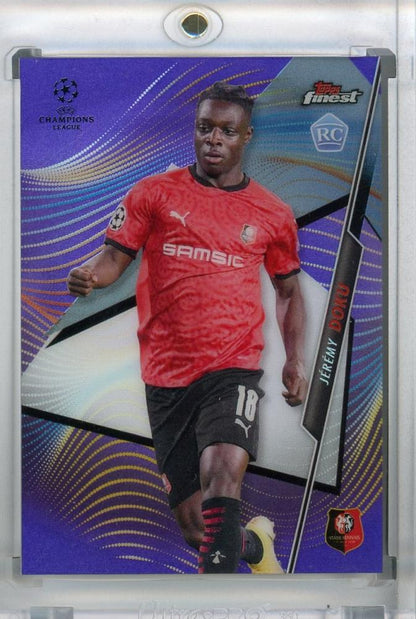 2020-21 Topps Finest UEFA Champions League Stade Rennais FC Jeremy Doku Base Purple parallel card 018 of 250