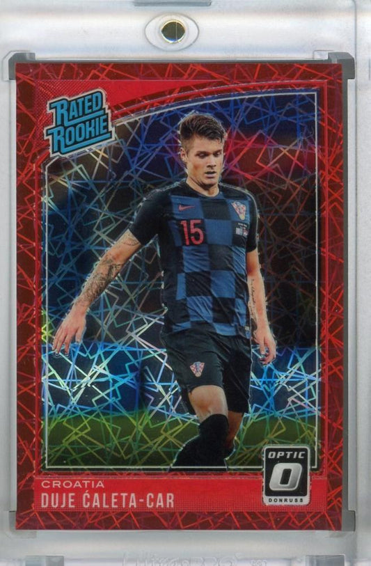 2018-19 Donruss Croatia Duje Caleta-Car Base Optic Rated Rookie Red Velocity parallel card serial 07 of 50