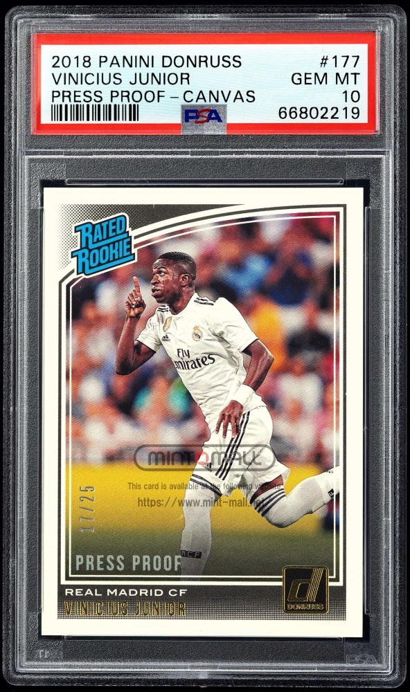 2018-19 Panini Donruss Vinicius Junior #177 Canvas card serial 17 of 25 graded PSA GEM MINT 10