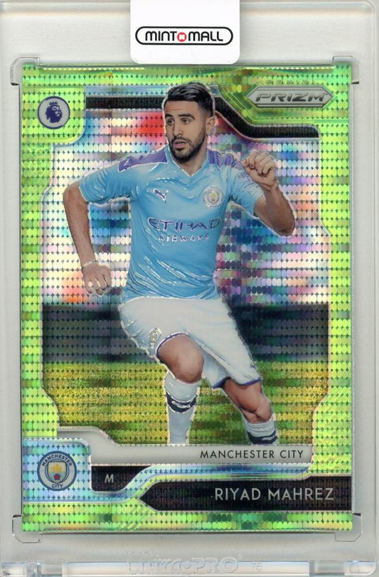 2019-20 Panini Prizm Premier League Soccer card Riyad Mahrez Limegreen Breakaway Prizms 3 of 5 Manchester City