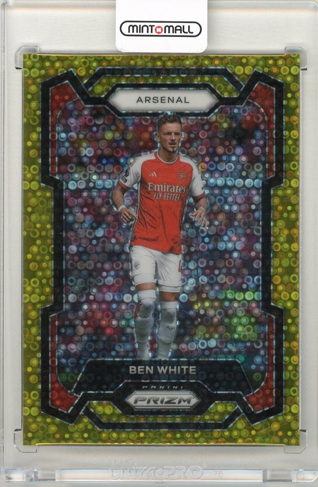 2023-24 Panini Prizm Premier League Soccer trading card Ben White Gold Pulsar Prizms 7 out of 10 Arsenal FC