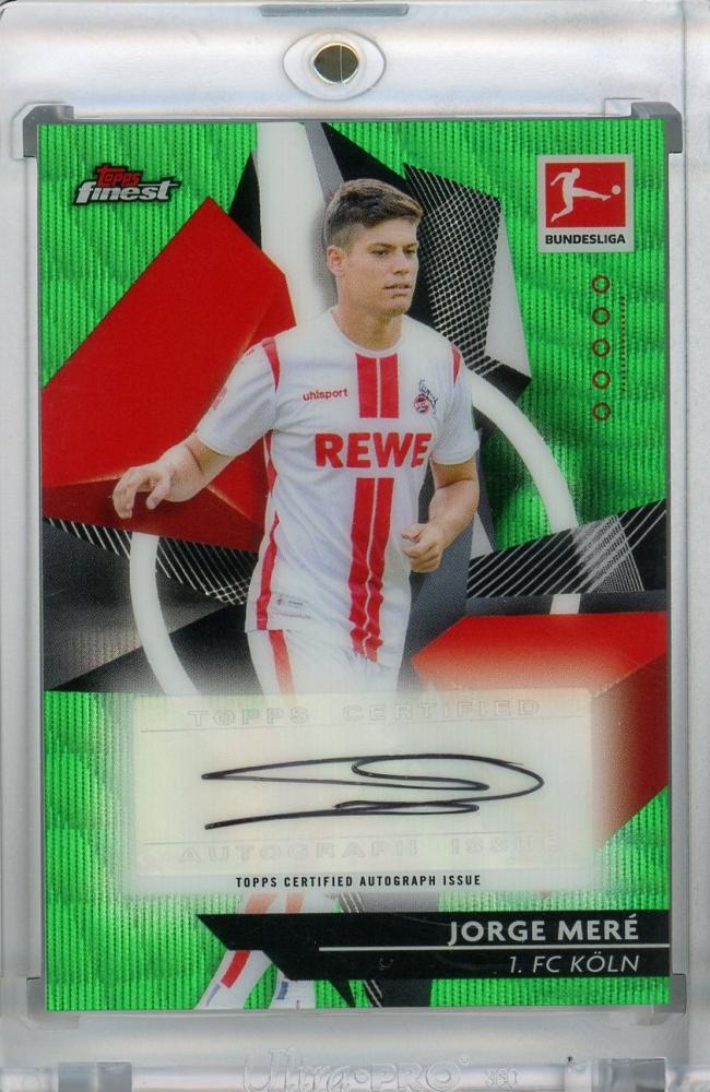 2020-21 Topps Finest Bundesliga Jorge Mere 1. FC KOLN autograph card Green Wave parallel serial 07/30