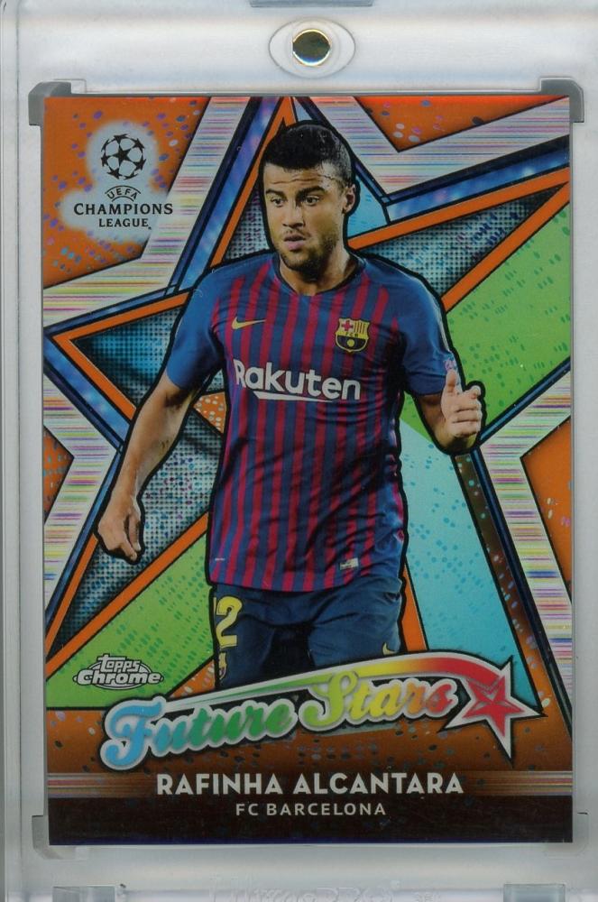 2018-19 Topps Chrome UEFA Champions League Rafinha Alcantara Future Stars Orange parallel trading card 09 of 25