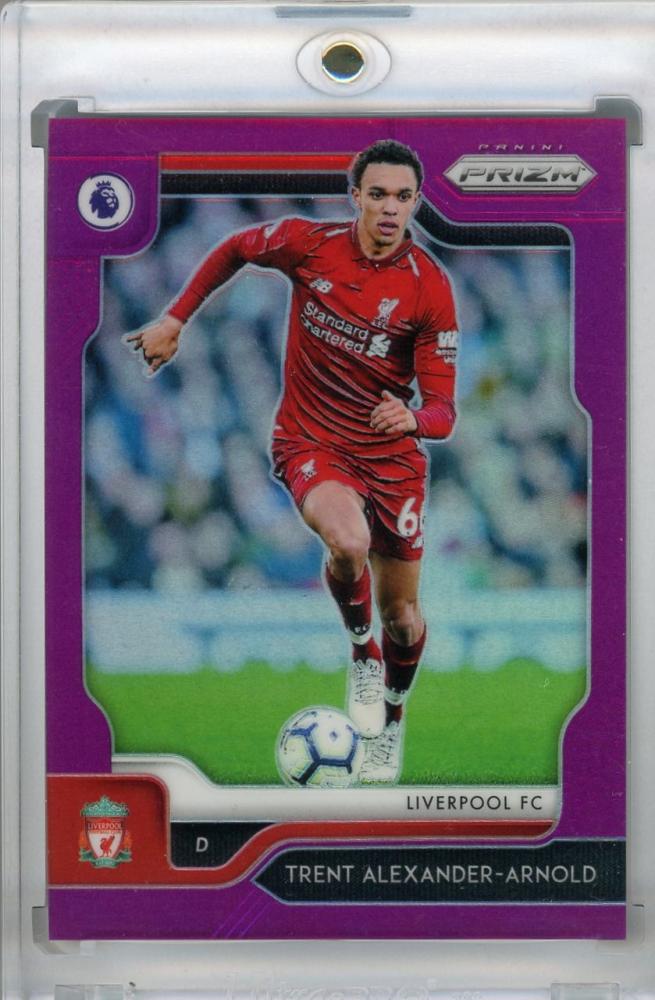 2019-20 Panini Prizm Premier League Liverpool FC Trent Alexander-Arnold Base Purple Parallel card serial number 13/99