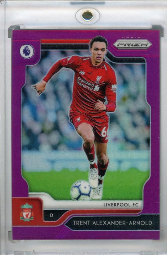 2019-20 Panini Prizm Premier League Liverpool FC Trent Alexander-Arnold Base Purple Parallel card serial number 13/99
