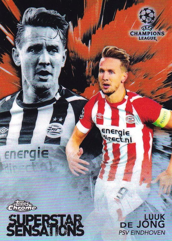2018-19 Topps Chrome UEFA Champions League Luuk De Jong PSV Eindhoven Superstar Sensations Orange Parallel card 20 of 25