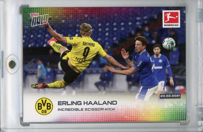 2020 Topps Now Bundesliga trading card of Erling Haland in Borussia Dortmund uniform with serial number 134