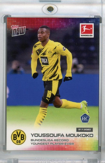 2020 Topps Now Bundesliga Borussia Dortmund trading card featuring Youssoufa Moukoko #45