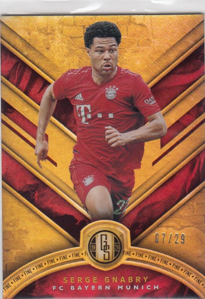2019-20 Panini Gold Standard Soccer trading card of Serge Gnabry numbered 07/29 in fine condition