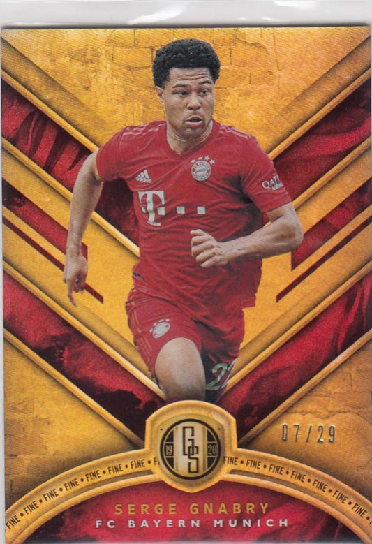 2019-20 Panini Gold Standard Soccer trading card of Serge Gnabry numbered 07/29 in fine condition