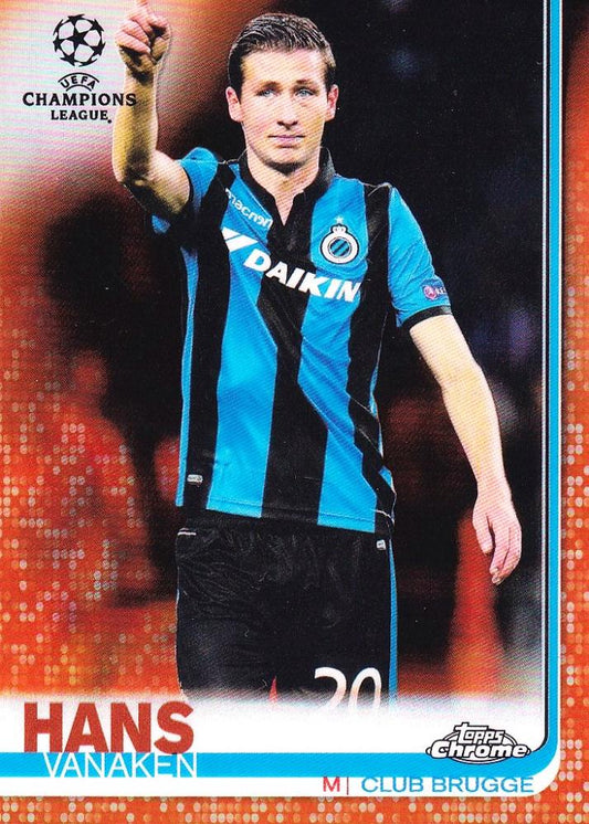 2018-19 Topps Chrome UEFA Champions League Hans Vanaken Club Brugge Orange Parallel card numbered 08 of 25