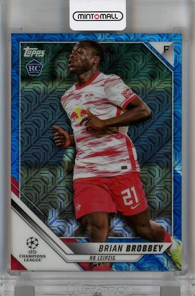 2021-22 Topps UEFA Champions League Japan Edition Brian Brobbey Blue Refractors #25 card serial 61 of 75
