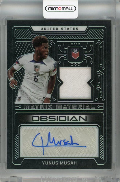 2022-23 Panini Obsidian Yunus Musah Matrix Material Autographs card #27 of 122 with autograph and minor wear