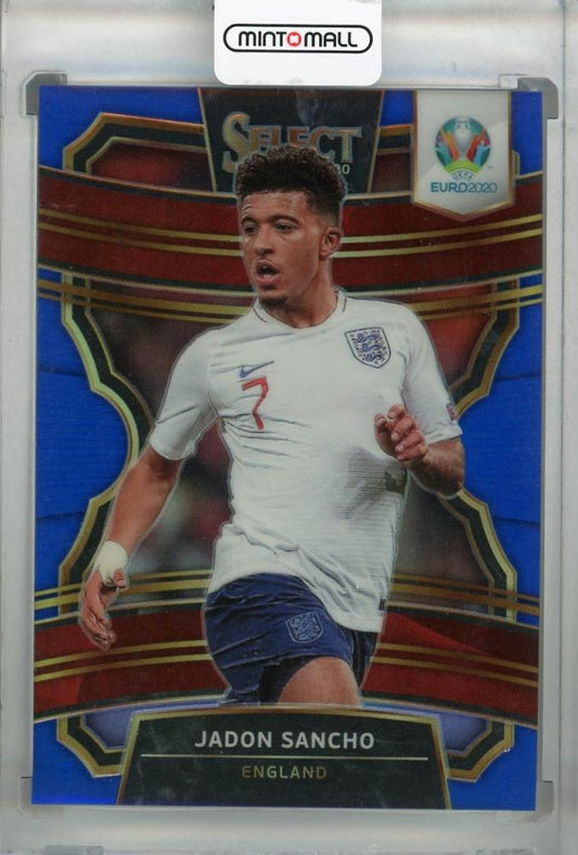 2020 Panini Select UEFA Euro Preview England Jadon Sancho blue parallel trading card serial 012 of 225