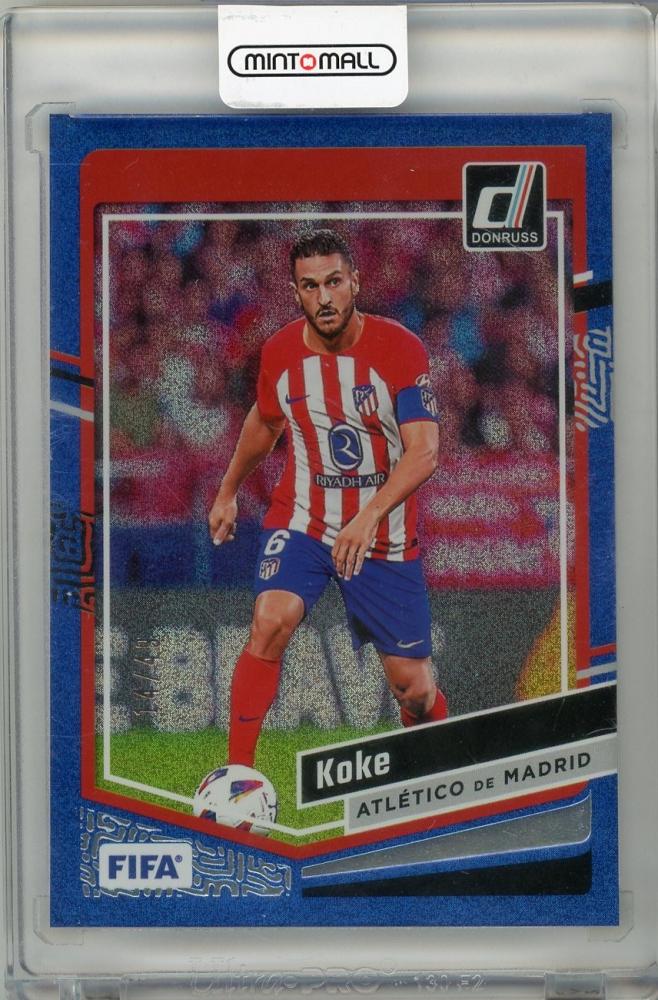 2023-24 Donruss Soccer trading card featuring Koke from Atletico De Madrid numbered 14 out of 49