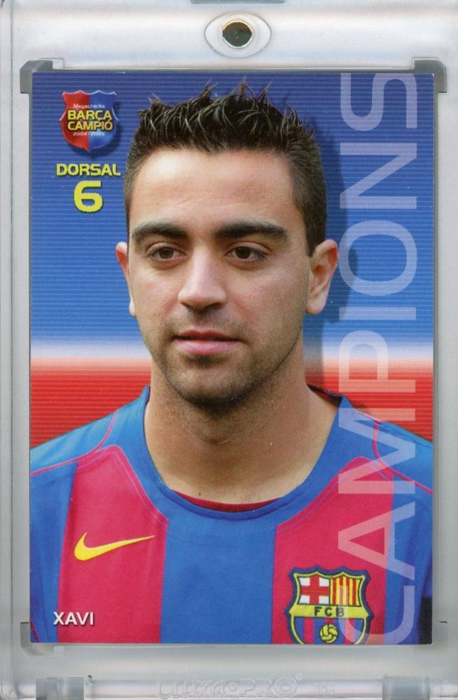 2004 Mega Cracks trading card featuring FC Barcelona player Xavi #18 from the Mega Cracks series