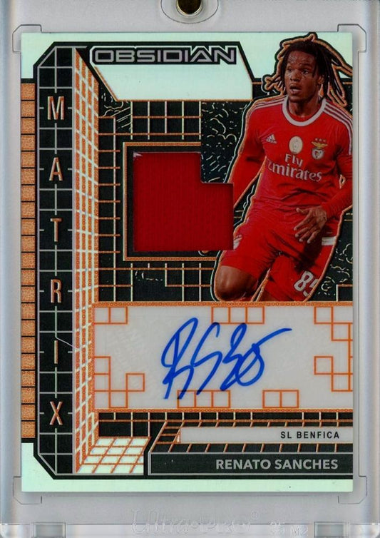 2020-21 Panini Obsidian Renato Sanches Matrix Material Autographs Electric Etch Orange card number 39 of 50